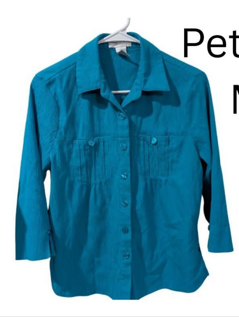 Womens Teal Button-Down Shirt - Unbranded